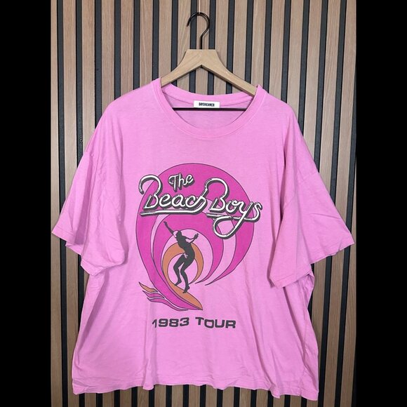 Daydreamer T Shirt OS Womens Pink The Beach Boys 1983 Tour Oversized Tee - Picture 1 of 9